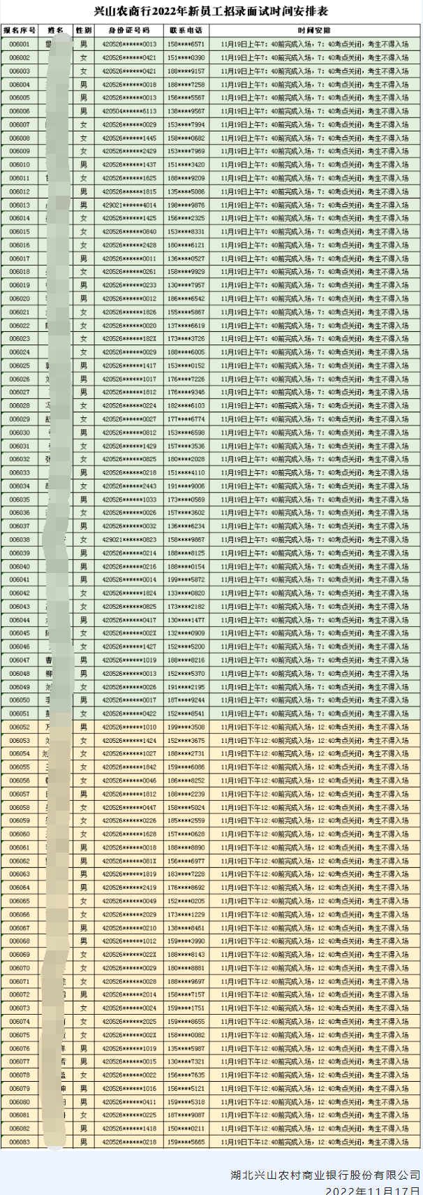 面試時間